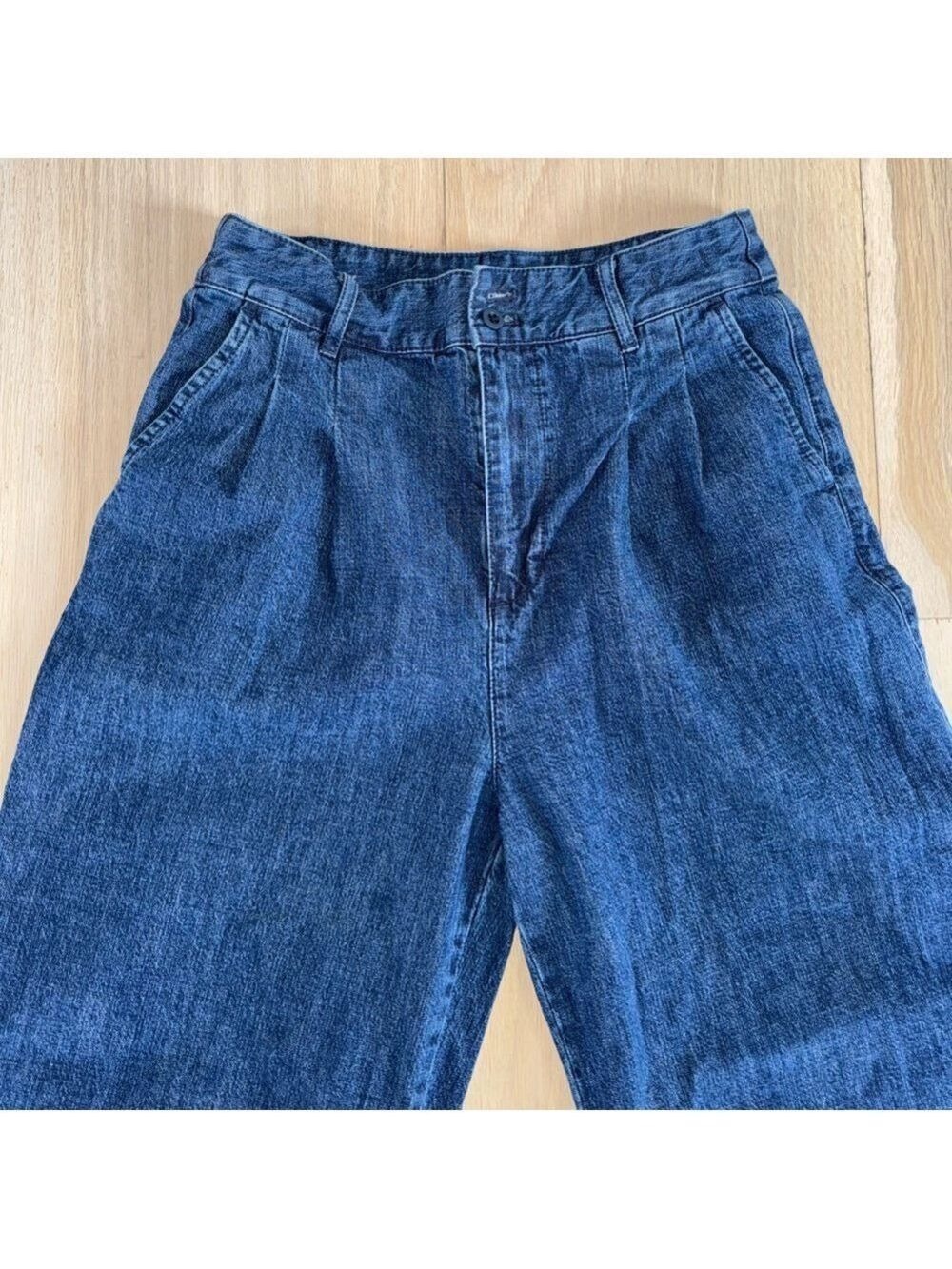 Madewell Pleated Wide-Leg Jeans Medium Wash Size 6 - Picture 2 of 6